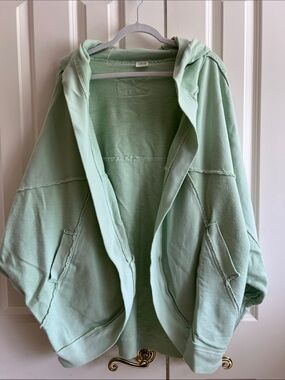 Light Mint Green Oversized Open Cardigan Hoodie